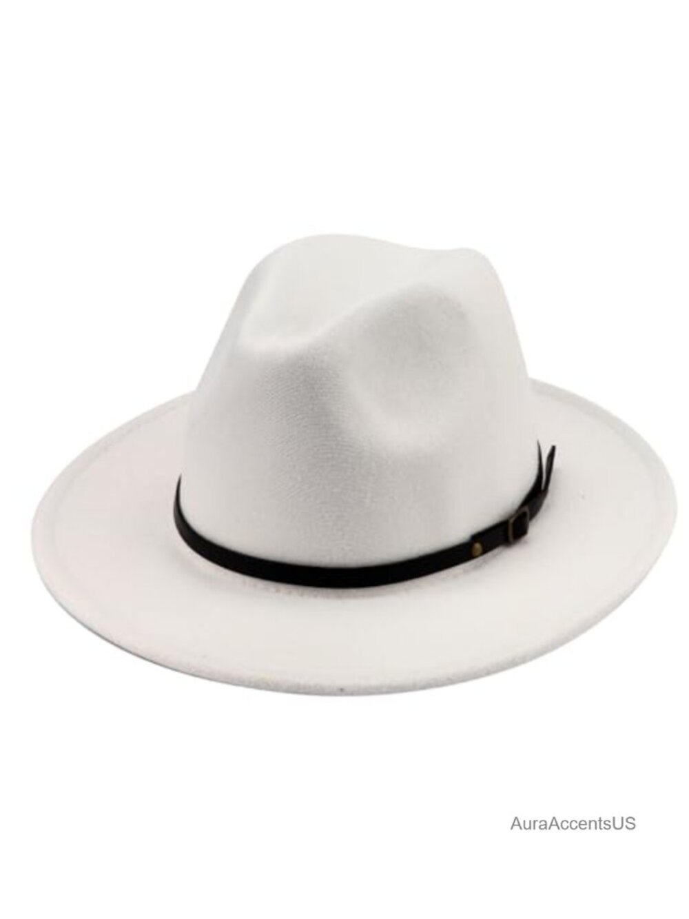 Felt Fedora Hat Wool Blend Wide Brim Panama with Belt Buckle Adjustable